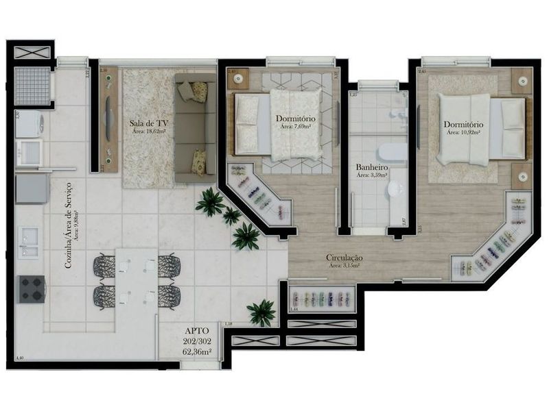 Apartamento à venda com 1 quarto, 62m² - Foto 71